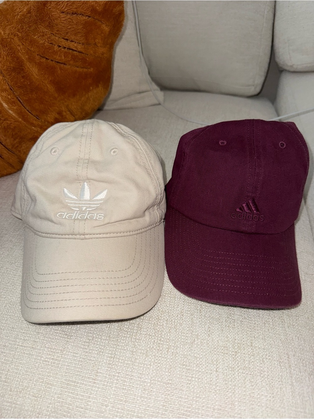 adidas Caps in Beige and Burgundy Duo